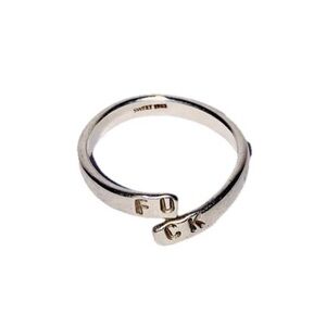 Sweet 1985 F*ck Bypass Ring Size 8 Sterling Silver 925 Adjustable Stackable